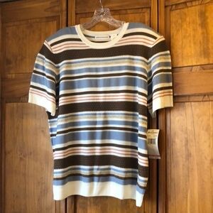 NWT Alfred Dunner Stripe Short Sleeve Sweater 1X